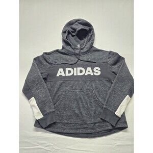 Adidas Womens Thermal Crop Top Hoodie Black Cotton Blend Size M